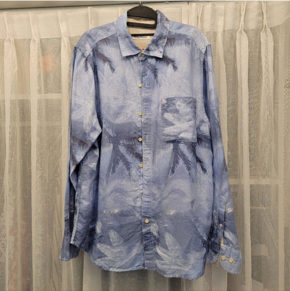 Tommy Bahama Palm Print Tropical Linen Button Down Shirt Size Medium NWOT